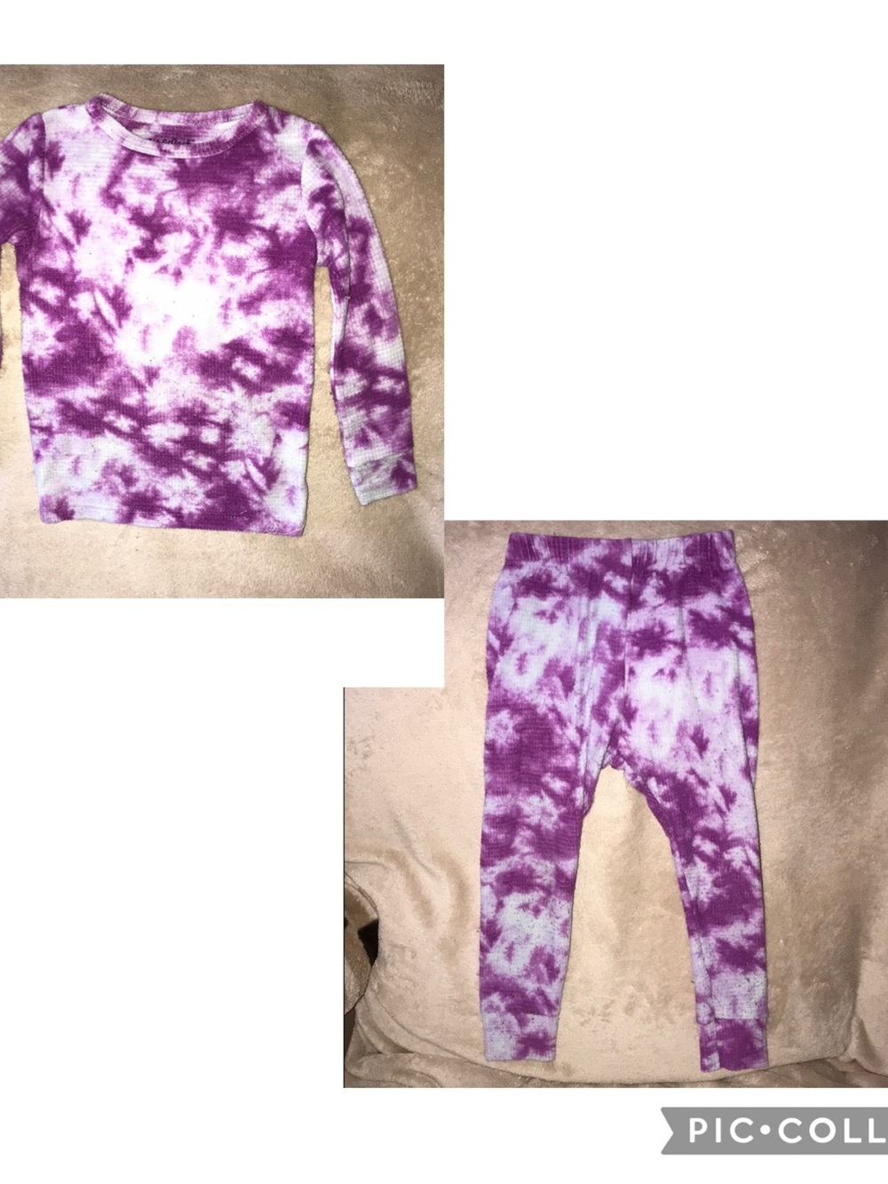 Cat & Jack 3T Tie-Dye Purple thermal set Kids top & Bottoms
